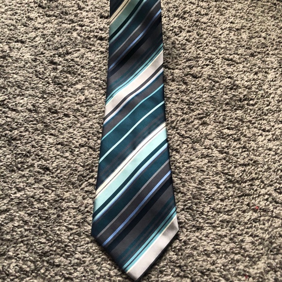 John Ashford Other - John Ashford Men’s Teal Blue Gray Striped Dress Necktie